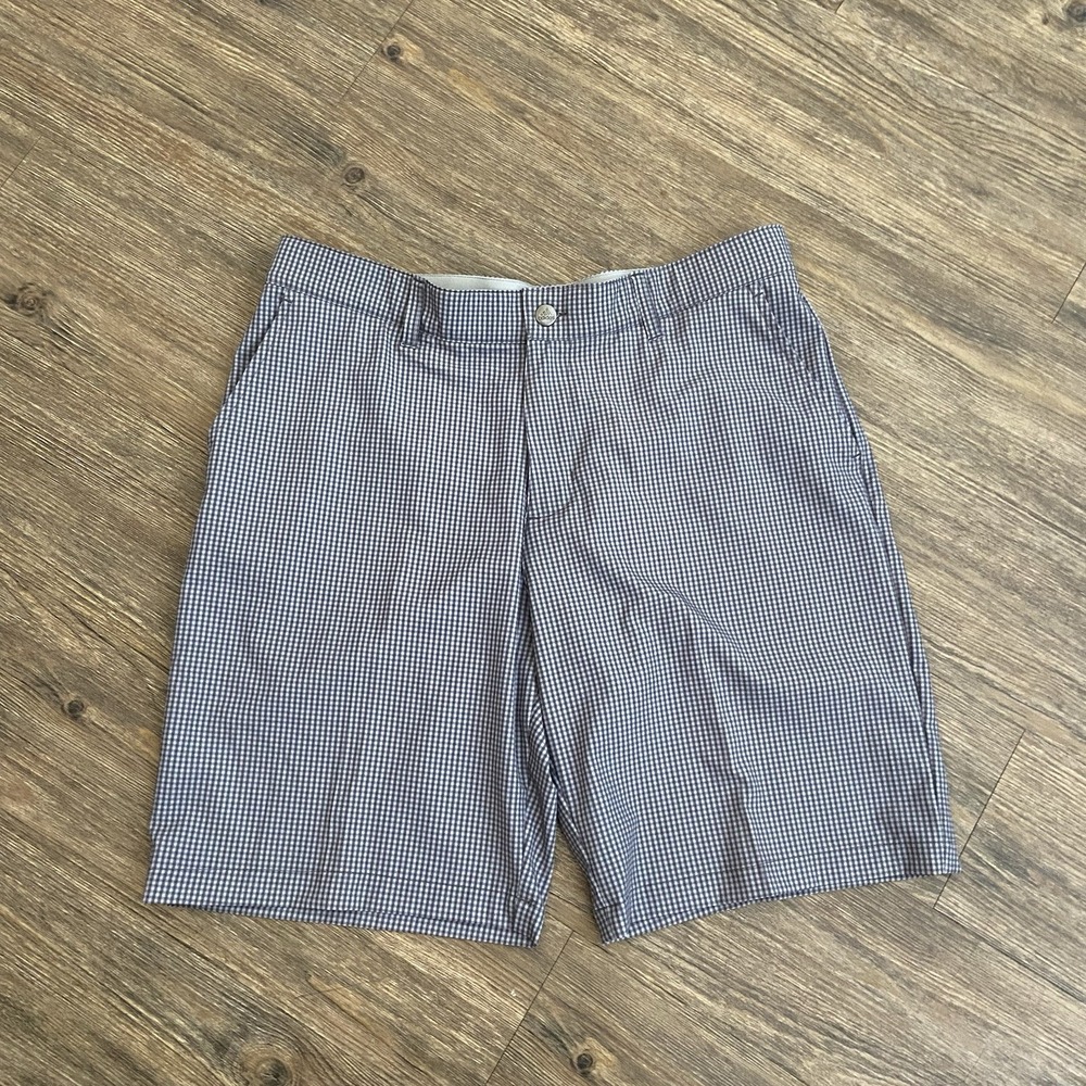 Adidas‎ Performance 10" Chino Golf Gray Checkered Flat Front Shorts Mens Size 34